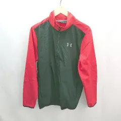 ◇ UNDER ARMOUR ロゴ バックプリント カジュアル 薄手 ジップアップ 長袖 ジャンパー サイズM レッド/ブラック メンズ E  【1306050050378】