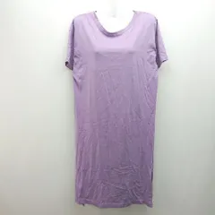 ◇ DISCOAT クルーネック サイドスリット シンプル 無地 ゆったり 半袖 ロング ワンピース サイズF パープル レディース E  【1306050051443】