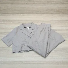 ◇ La-gemme ストレッチ フロントボタン ジッパーフライ ウエストゴム セットアップ サイズM ブラウン レディース E  【1306050053348】