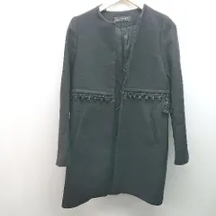 ◇ ZARA WOMAN シンプル 冬物 厚手 アウター 長袖 コート サイズS ブラック レディース E  【1306050054109】