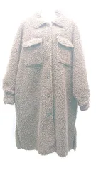 ◇ JEANASIS ジーナシス モヘア 厚手 フロントボタンフロントポケット 長袖 コート サイズF ブラウン レディース E  【1306050053829】