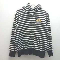 ◇ GU ×STUDIO SEVEN ボーダー ジップアップ ワッペン 長袖 パーカー サイズM ブラック/ホワイト レディース メンズ E  【1306050057346】のサムネイル