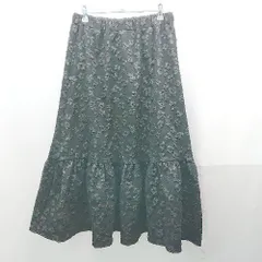 ◇ Dazy デイジー ウエストゴム 花柄 綺麗め ガーリー ロング丈 フレア スカート サイズXL ブラック レディース E  【1306050058664】