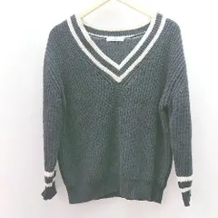 ◇ sonnylabel サニーレーベル Vネック 生地薄手 ライン 長袖 ニット サイズF ブラック レディース E  【1306050059685】