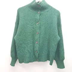 ◇ studio CLIP スタジオクリップ 襟 タートルネック ニット 秋冬 長袖 カーディガン サイズF ダークグリーン レディース E  【1306050064160】