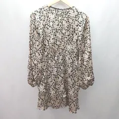 ◇ ZARA ザラ 花柄 綺麗め 大人可愛い ひざ丈 ワンピース サイズXS ベージュ系 レディース E  【1306050064788】