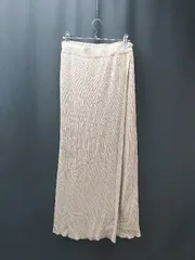 ◇ Re:EDIT リエディ リブ編み ウエストゴム スリッド レイヤード ロング丈 タイト スカート サイズM ベージュ レディース E  【1306050065594】