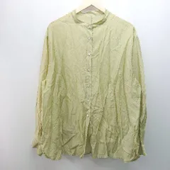 ◇ Ungrid アングリッド 透け感あり バンドカラー キレイ目 長袖 シャツ サイズF グリーン レディース E  【1306050067185】