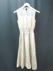 ◇ LAGUNAMOON レース ウエストゴム ハイネック キレイ目 袖なし ロング丈 ワンピース サイズS ベージュ レディース E  【1306050067161】