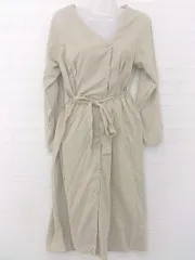 ◇ E hyphen world gallery フロントボタン シンプル 綺麗め 長袖 ロング ワンピース サイズF ベージュ系 レディース E  【1306050067918】