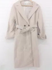 ◇ emi+ エミプラス フロントボタン バックスリット 綺麗め ポケット 長袖 コート サイズL アイボリー レディース E  【1306050067840】