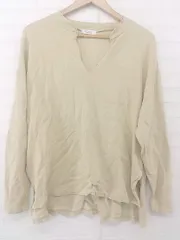 ◇ BEAUTY&YOUTH Vネック サイドスリット カジュアル 長袖 ロングTシャツ サイズ表記なし クリーム系 レディース E  【1306050067802】