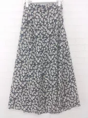 ◇ ems excite 花柄 フラワー キレイめ 大人 おしゃれ ロング フレア スカート サイズM ブラック レディース E  【1306050068397】