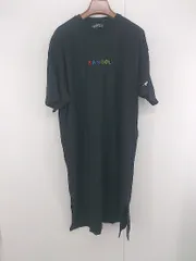 ◇ KANGOL ブランドロゴ 刺繍 クルーネック シンプル 半袖 ロング ワンピース サイズF ブラック レディース E  【1306050068359】
