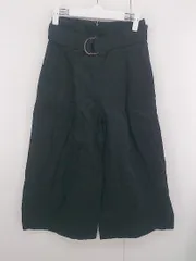 ◇ BEAUTY&YOUTH ハイウエスト バックファスナー シンプル おしゃれ ワイドパンツ サイズS ブラック レディース E  【1306050068953】