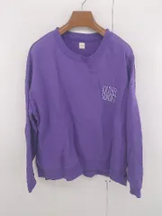 ◇ OUTERSUNSET クルーネック スウェット ブランドロゴ 刺繡 裾リブ 長袖 トレーナー サイズF パープル レディース メンズ E  【1306050068854】