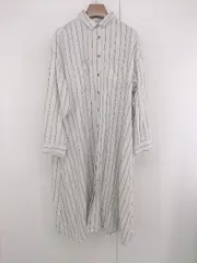 ◇ CIAOPANIC TYPY ストライプ柄 フロントボタン 胸ポケット 長袖 ロング ワンピース サイズONE グレー系 レディース E  【1306050068823】