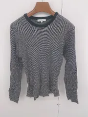 ◇ GLOBAL WORK クルーネック 伸縮性 リブ おしゃれ 長袖 ニット セーター サイズL ブラック レディース E  【1306050068601】