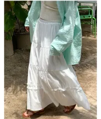 フリルティアードロングスカート