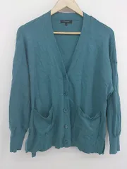 ◇ GLOBAL WORK シンプル 無地 デイリー使い 長袖 ニット カーディガン サイズM ブルーグリーン系 レディース E  【1306080001494】