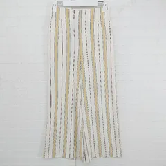 ◇ ROPE PICNIC ストライプ バックウエストゴム ワイド パンツ サイズ38 オフホワイト イエロー系 レディース E  【1306080002842】