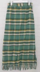 ◇ CIAOPANIC TYPY チェック フリンジ スリット ロング タイト スカート サイズONE グリーン イエロー系 レディース E  【1306080002088】