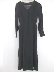 ◇ N. Natural Beauty Basic Vネック バックレースアップ 長袖 ロング ワンピース サイズM ブラック レディース E  【1306080004211】