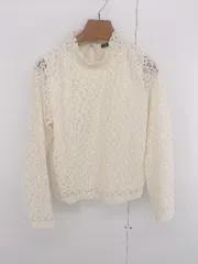 ◇ PAGEBOY ページボーイ ALICIA 総レース フリルカラー 長袖 ブラウス カットソー サイズF ベージュ レディース E  【1306080004051】