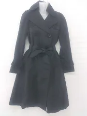 ◇ ◎ VOICEMAIL 通勤 OL シンプル 無地 長袖 トレンチ コート サイズUSA 4 EUR 36 ブラック レディース E  【1306080007748】