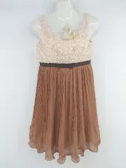 ◇ ◎ daryl diamond 花柄 プリーツ ノースリーブ 膝丈 ワンピース サイズ9 ピンク ブラウン系 レディース E  【1306080008707】