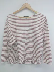 ◇ UNTITLED アンタイトル カジュアル ボーダー 長袖 Tシャツ カットソー サイズ44 ピンク ホワイト系 レディース E  【1306080008165】