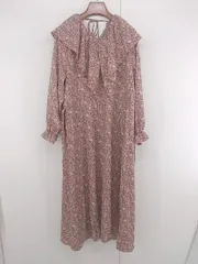 ◇ STYLE4 大人女子 花柄 長袖 膝下丈 ワンピース サイズM ピンク系 レディース P  【1306120002511】