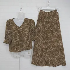 ◇ titivate ティティベイト 総柄 シャツ スカート セットアップ 上下 サイズS キャメル レディース P  【1306120003518】