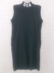 ◇ FREAK'S STORE USAロゴ ノースリーブ ミニ ワンピース サイズF ブラック ホワイト系 レディース P  【1306120004379】