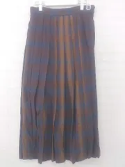 ◇ LOWRYS FARM チェック 大人かわいい ロング プリーツ スカート サイズL ブラウン系 マルチ レディース P  【1306120004201】