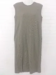◇ FREAK'S STORE スリット 大人女子 ゆったり ノースリーブ 膝下丈 ワンピース サイズF カーキ レディース P  【1306120004126】