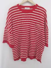 ◇ JOINT WORKS ジョイントワークス カジュアル ボーダー 八分袖 Tシャツ カットソー サイズM レッド ホワイト系 メンズ P  【1306120004928】