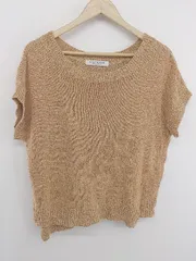 ◇ BEAUTY & YOUTH カジュアル 着回し 半袖 ニット ベスト オレンジ ライトベージュ系 レディース P  【1306120005383】