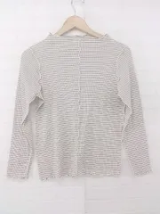 ◇ pual ce cin ボーダー シンプル カジュアル リブ系 長袖 カットソー サイズF ブラウン ホワイト レディース P  【1306120006946】