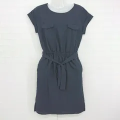 ◇ ◎ ViS ビス シンプル 大人女子 こなれ感 フレンチスリーブ 膝丈 ワンピース サイズF ネイビー レディース P  【1306120007813】