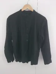 ◇ nano universe スタンドカラー シンプル 無地 長袖 シャツ サイズS ブラック メンズ P  【1306120007738】