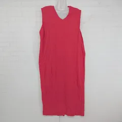 ◇ ADAM ET ROPE Vネック スリット 推しカラー ノースリーブ ロング ワンピース サイズF レッド レディース P  【1306120008476】