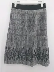 ◇ ZARA ザラ グレンチェック 刺繍 かわいい 膝下丈 プリーツ スカート サイズEUR M USA M MEX 28 グレー系 レディース P  【1306120008117】