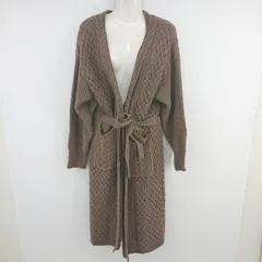 ◇ ◎ URBAN RESEARCH ケーブル編み ウール混 ロング 長袖 ニット カーディガン サイズF ブラウン系 レディース P  【1306120009510】