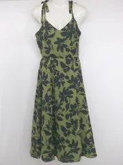 ◇ EVRIS エヴリス ギャル オープンバック キャミソール ロング ワンピース サイズF カーキ ブラック レディース P  【1306120010196】