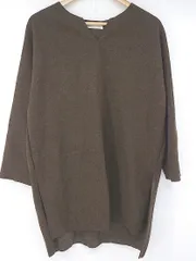 ◇ chocol raffine robe キーネック ウール調 長袖 ミニ ワンピース サイズF ダークブラウン系 レディース P  【1306120011384】