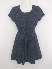 ◇ ◎ tocco closet ピンストライプ フォーマル 半袖 ミニ ワンピース ネイビー ホワイト系 レディース P  【1306120011339】