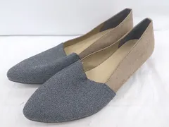 ◇ JELLY BEANS ジェリービーンズ バイカラー ローヒールシューズ パンプス サイズ25.5 グレー ベージュ レディース P  【1306120016938】