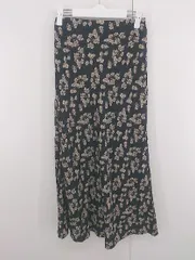 ◇ natural couture 大人女子 総柄 ロング フレア スカート サイズF ブラック ベージュ系 レディース P  【1306120017874】