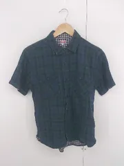 ◇ ◎ WORKCLOTHING BEAMS カジュアル タータンチェック 半袖 シャツ サイズS ネイビー グリーン系 ブラック メンズ P  【1306120017782】